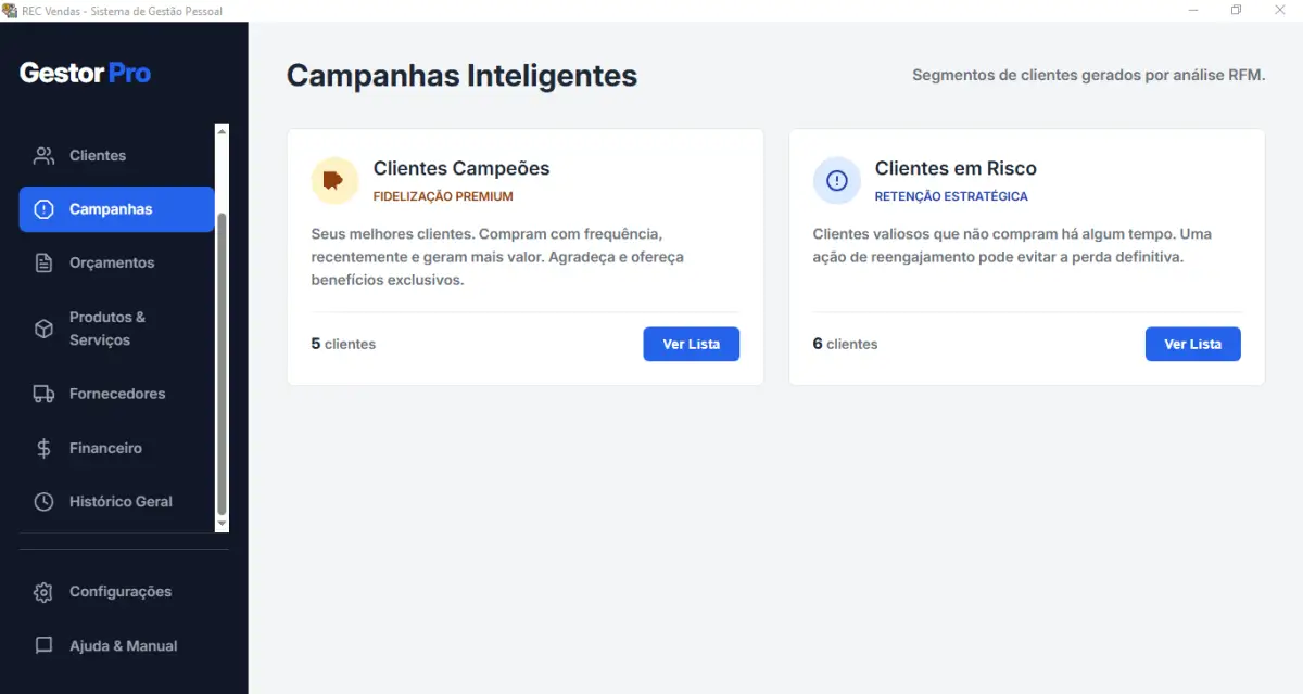 Módulo de Campanhas de Venda